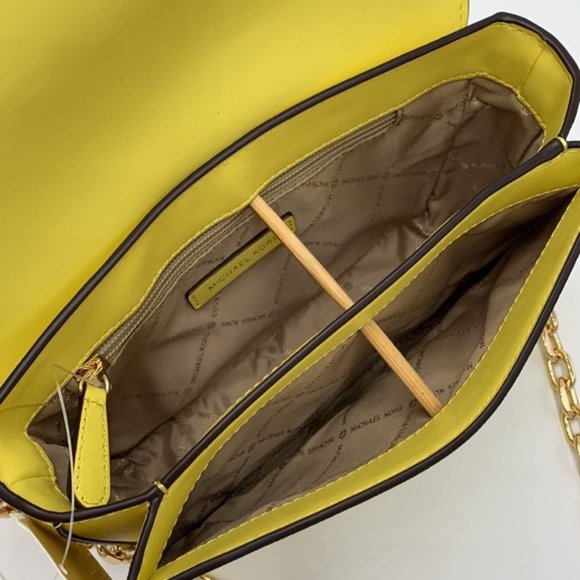 Michael Kors Carmen Medium Convertible Shoulder Bag Crossbody SUNSHINE Leather - Picture 12 of 16